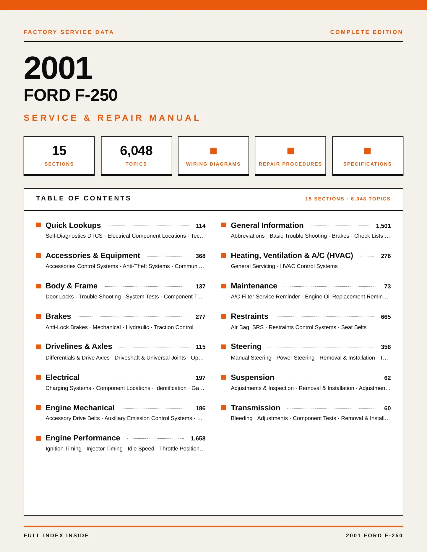 2001 Ford F-250 service manual page 1
