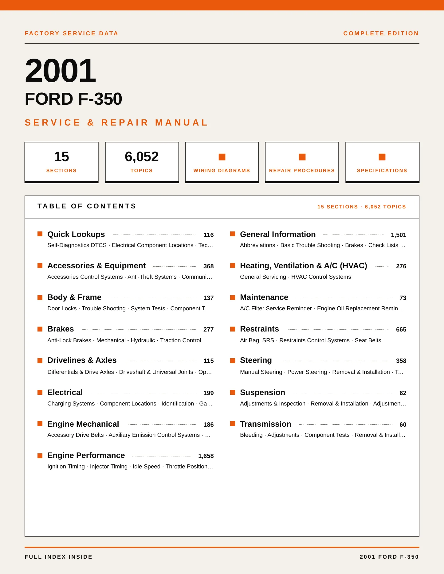2001 Ford F-350 service manual page 1