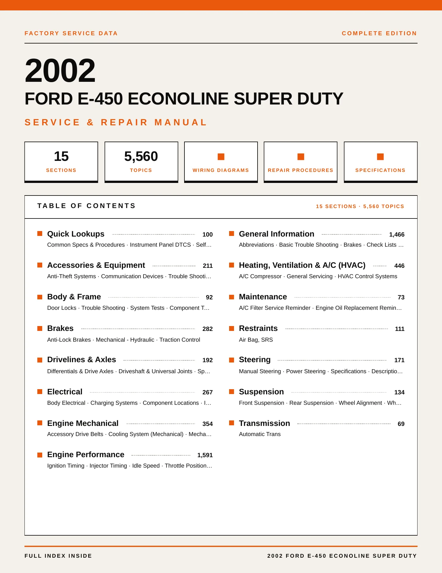 2002 Ford E-450 Econoline Super Duty service manual page 1