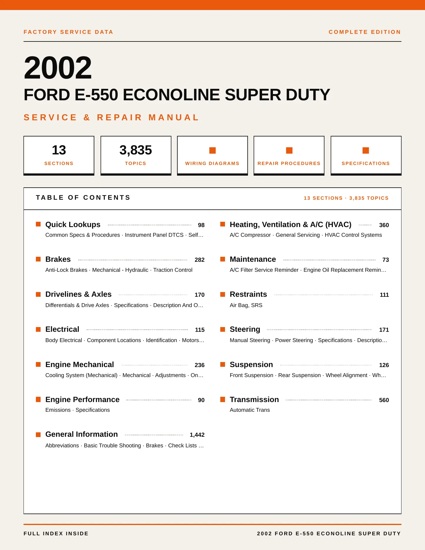 2002 Ford E-550 Econoline Super Duty service manual page 1