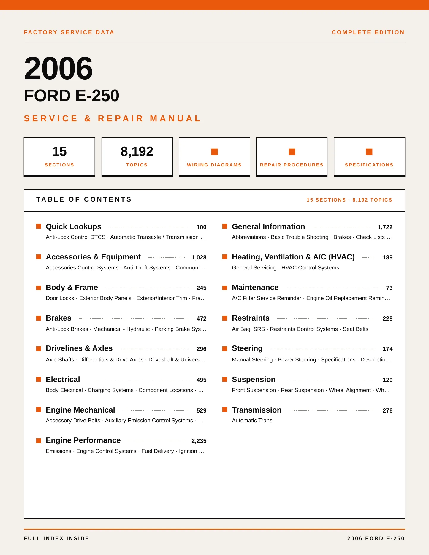 2006 Ford E-250 service manual page 1