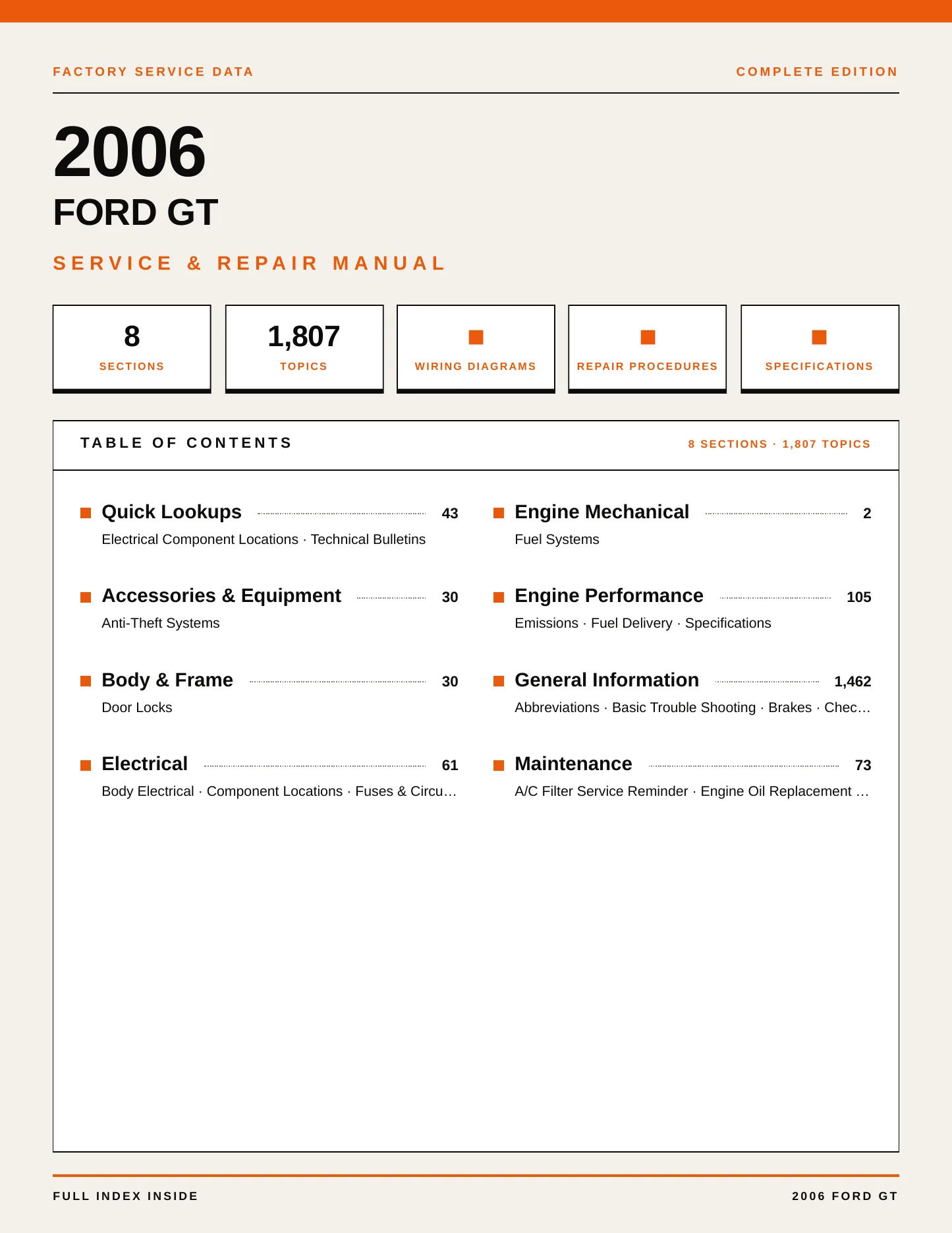 2006 Ford GT Service and Repair Manual preview page 1