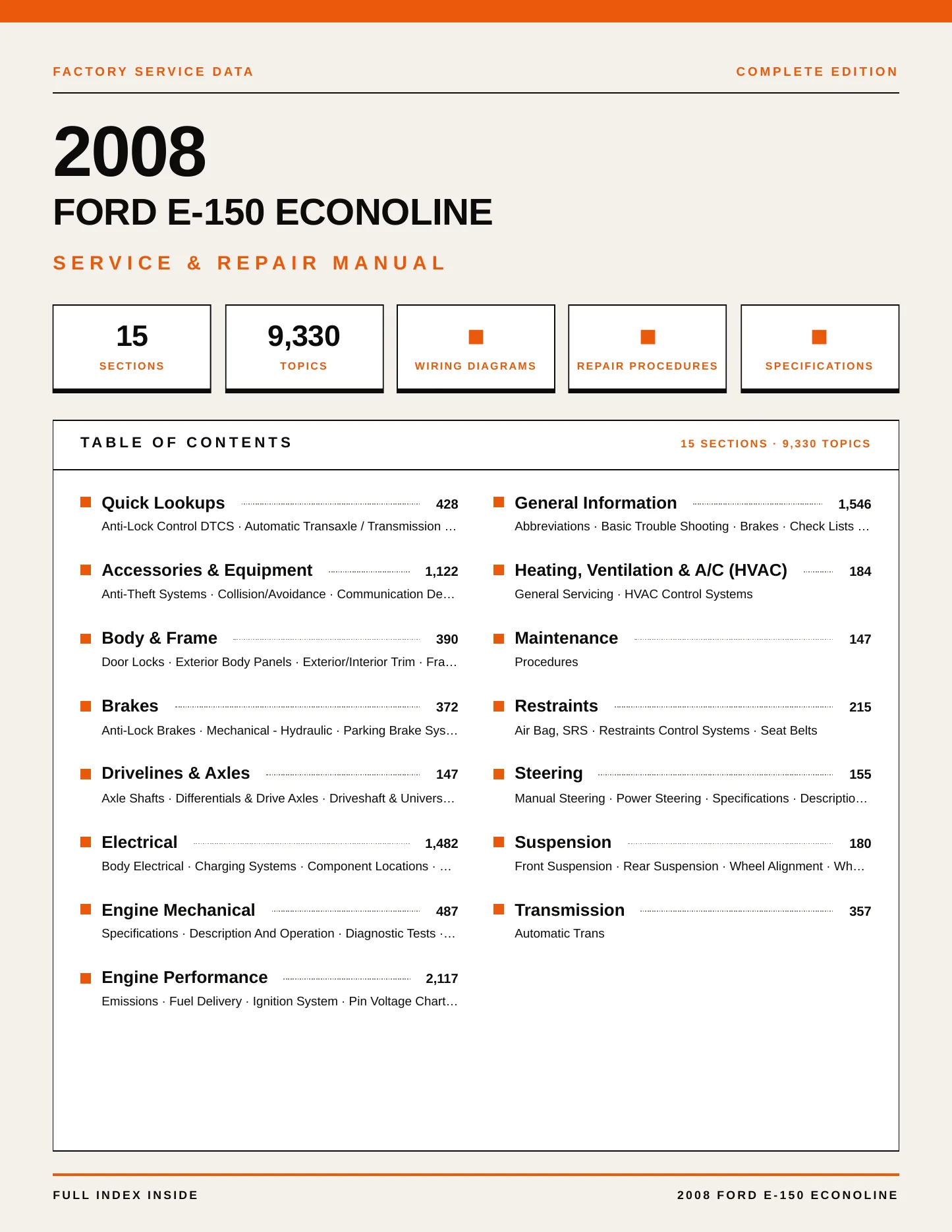 2008 Ford E-150 Econoline service manual page 1
