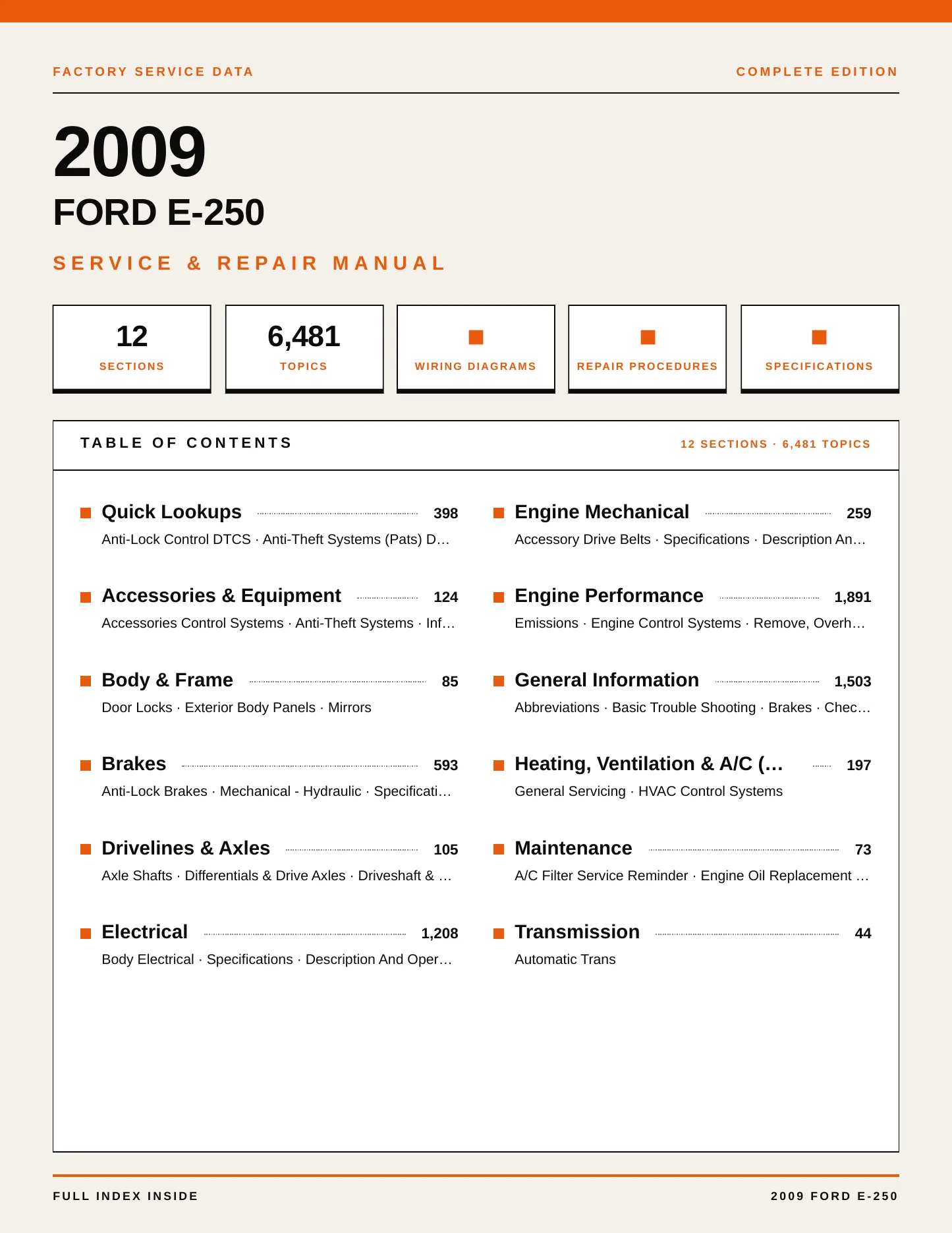 2009 Ford E-250 service manual page 1