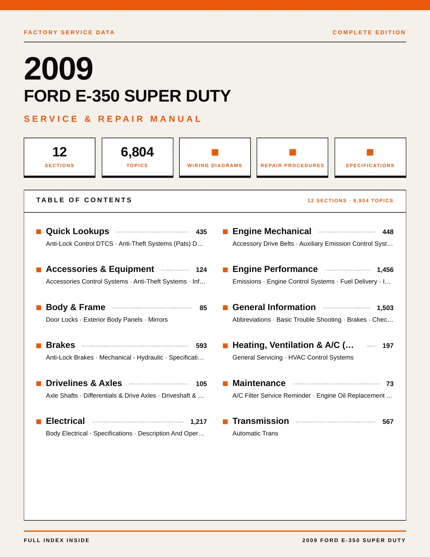 2009 Ford E-350 Super Duty service manual page 1