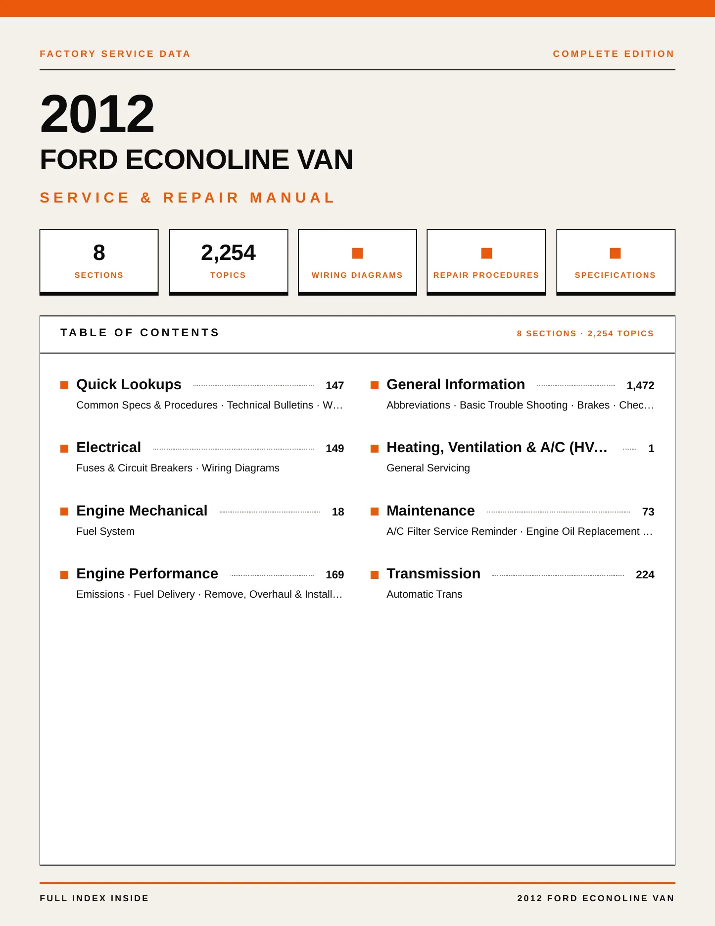 2012 Ford Econoline Van service manual page 1