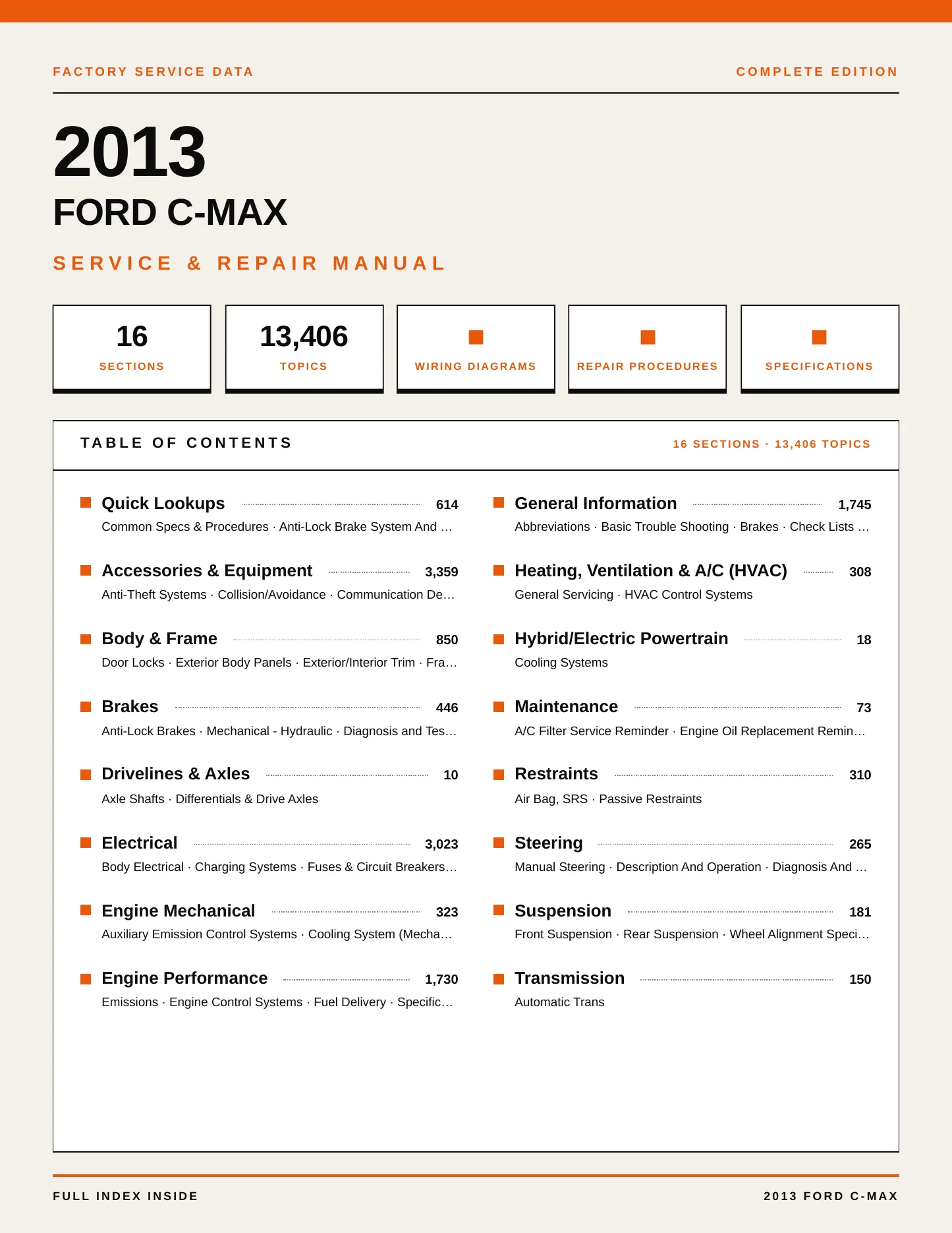 2013 Ford C-Max service manual page 1