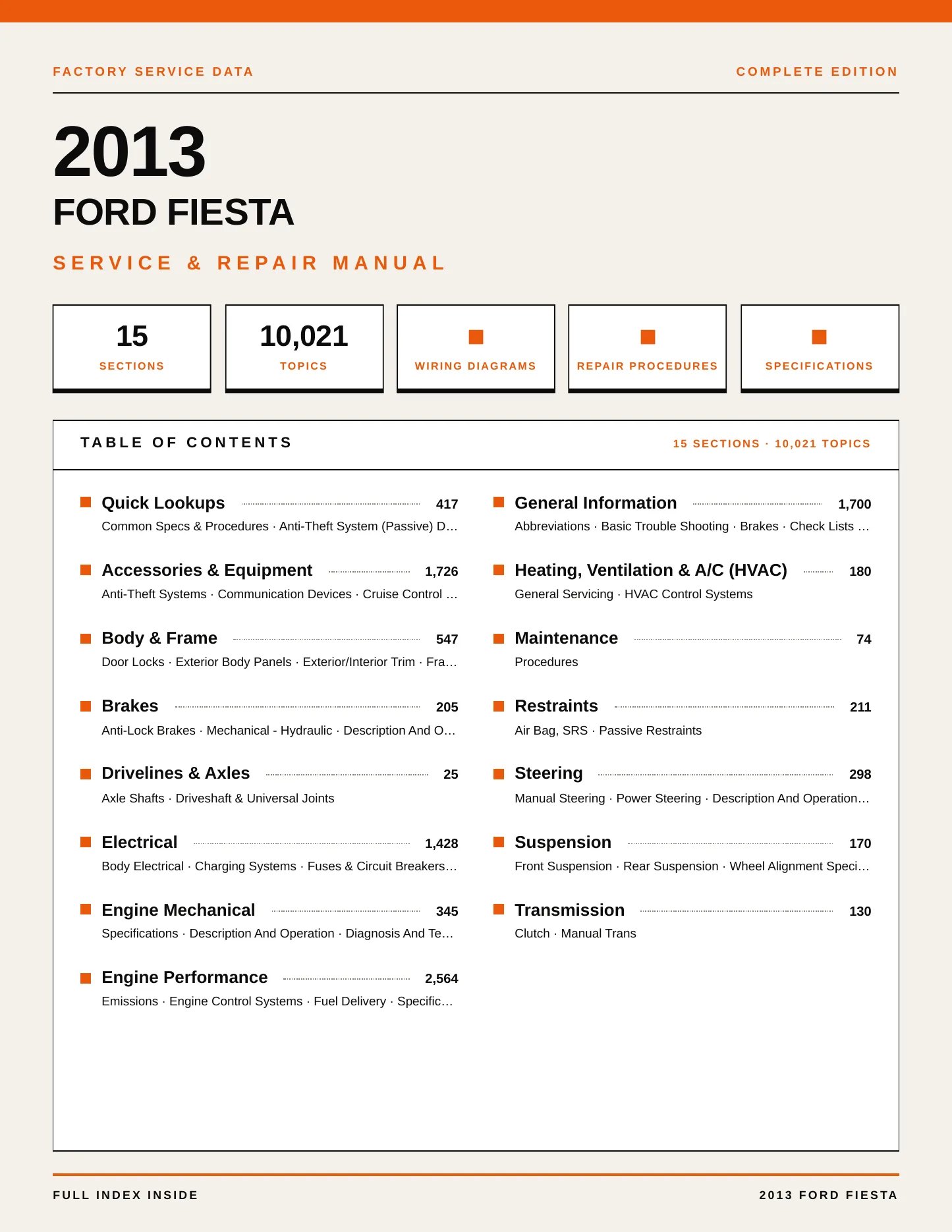 2013 Ford Fiesta service manual page 1