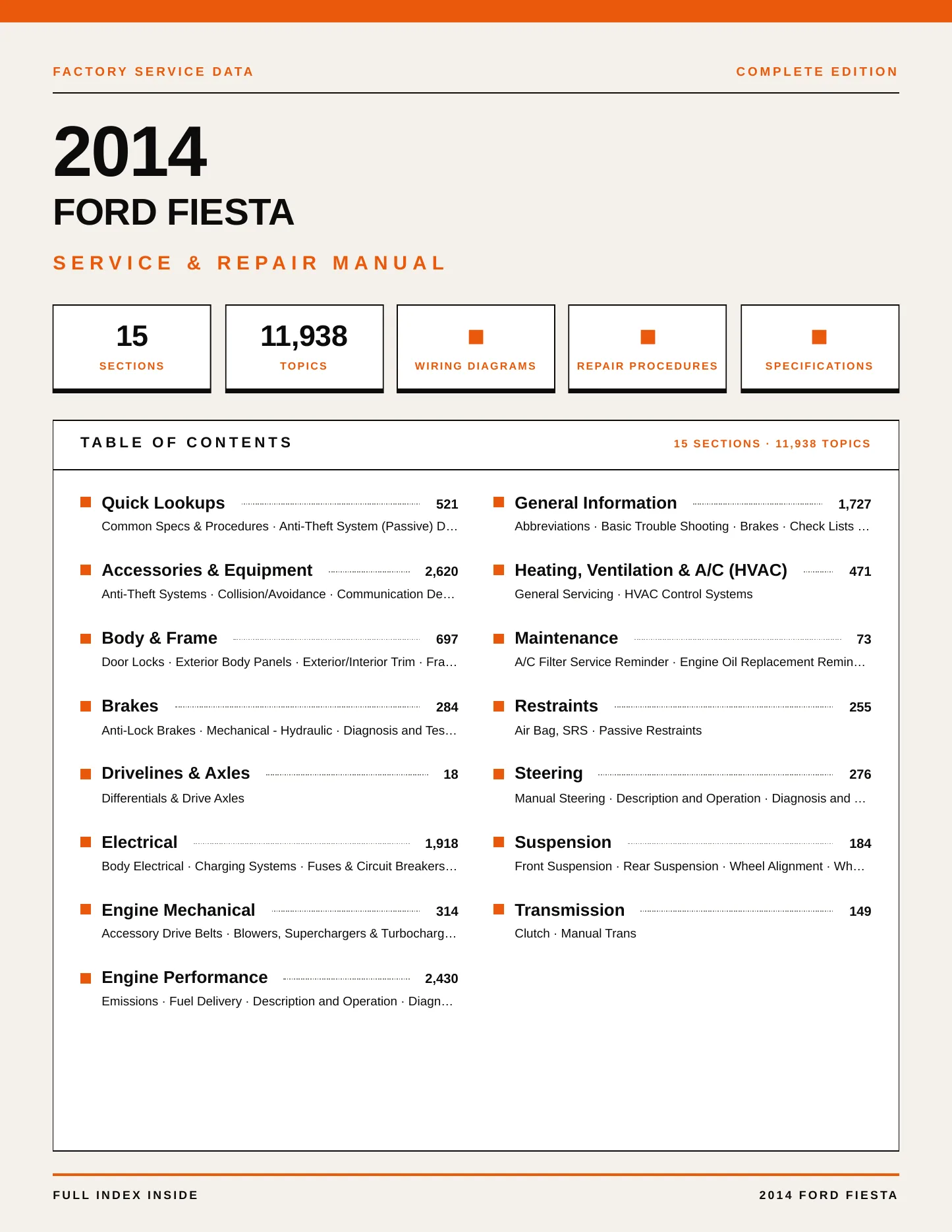 2014 Ford Fiesta service manual page 1