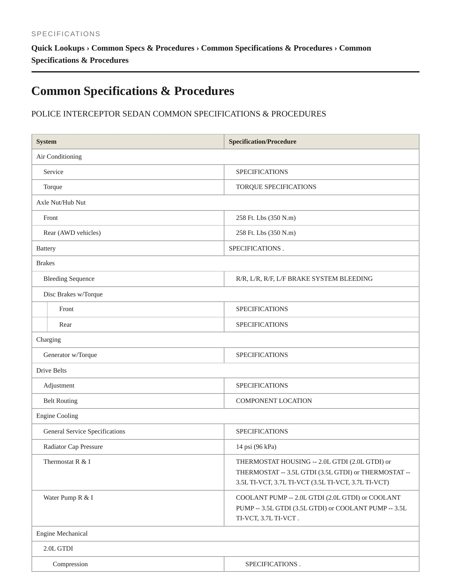 2014 Ford Police Interceptor Sedan Service and Repair Manual preview page 2