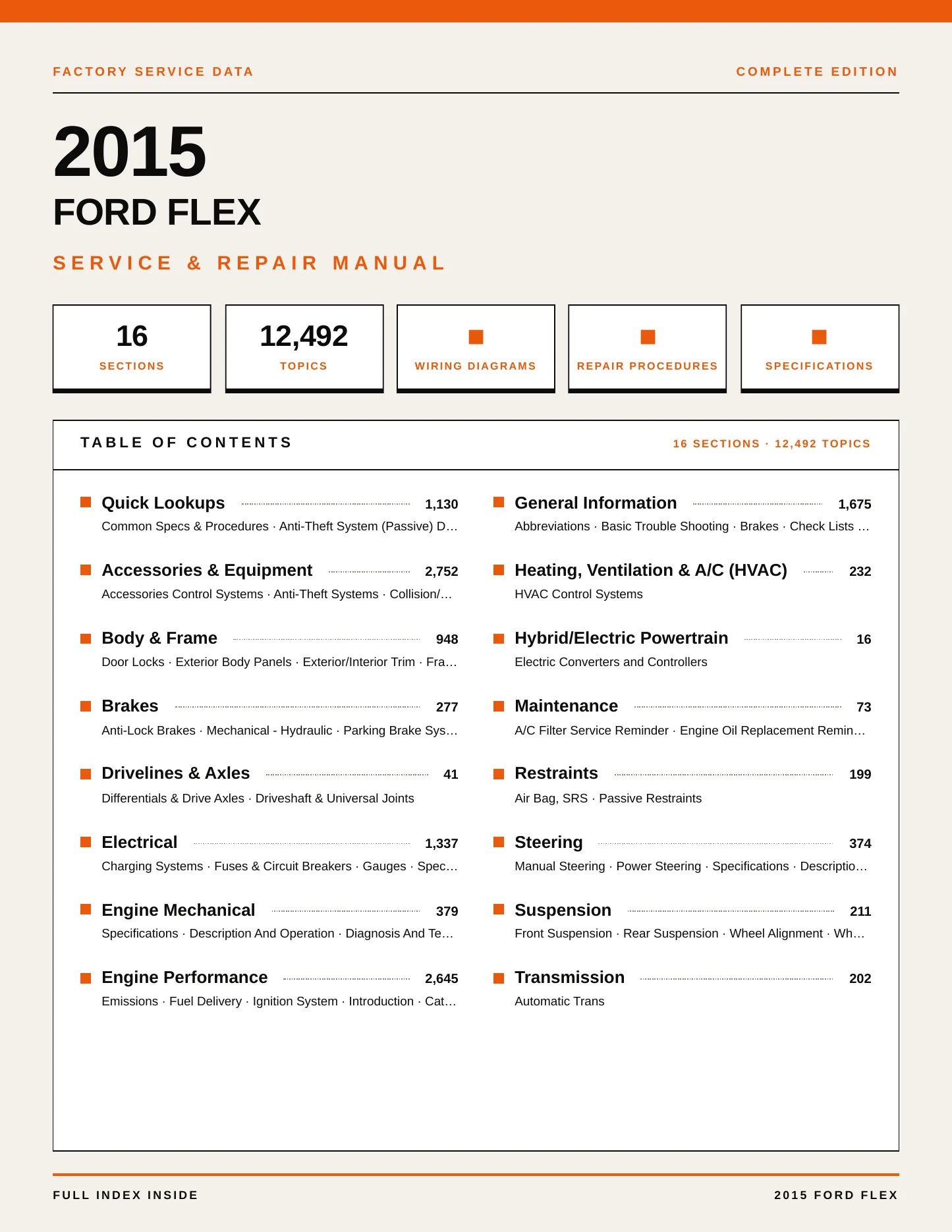 2015 Ford Flex service manual page 1