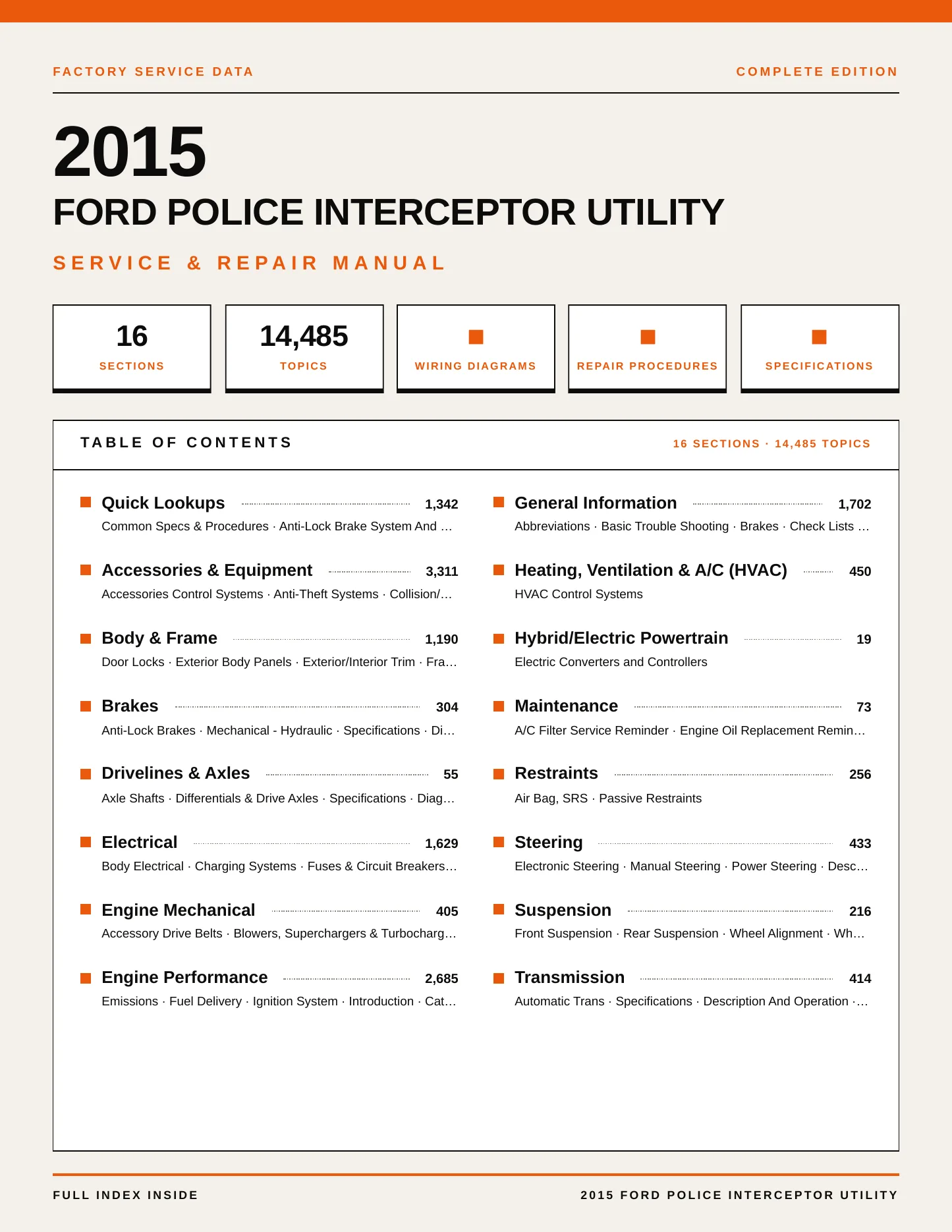 2015 Ford Police Interceptor Utility service manual page 1