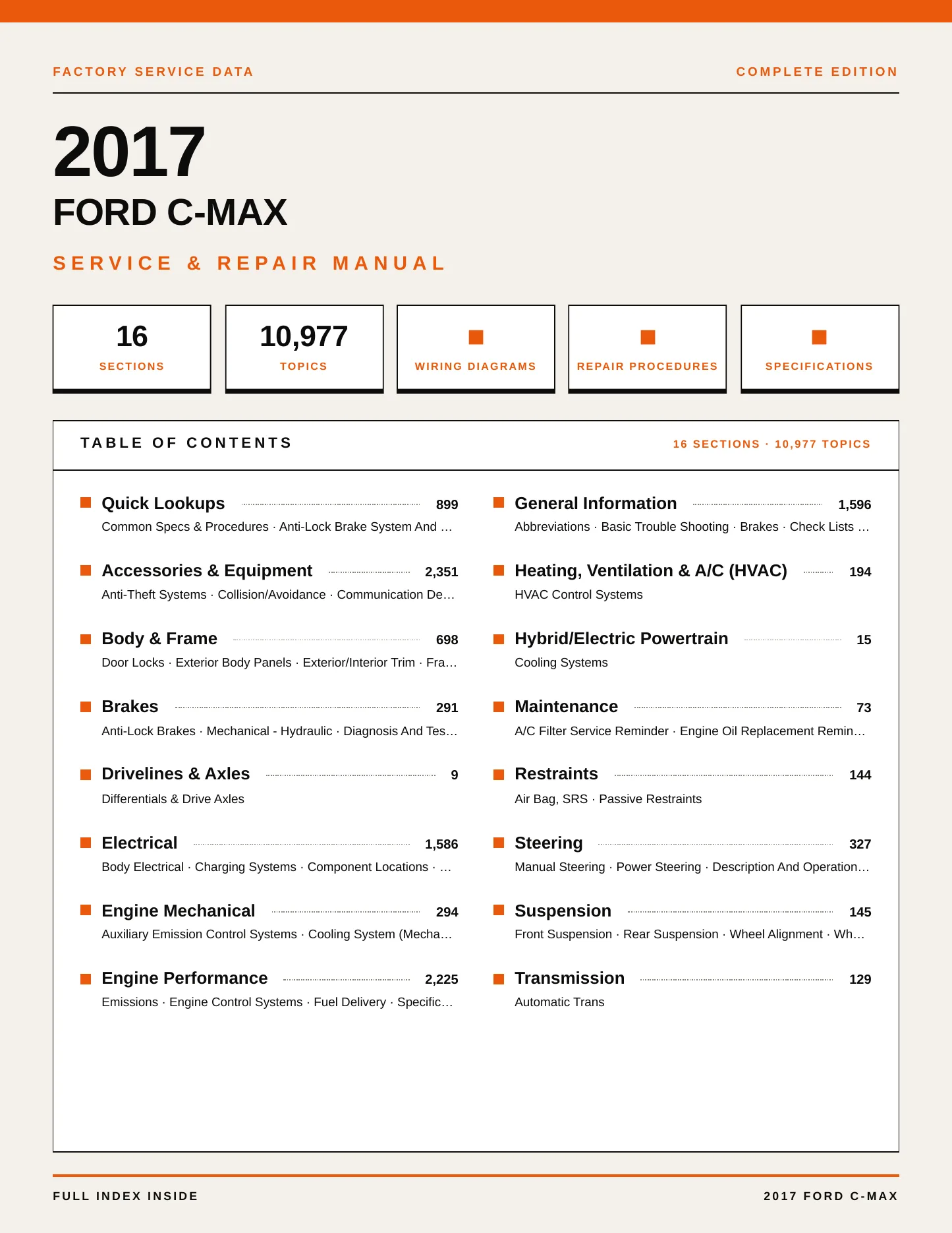 2017 Ford C-Max service manual page 1