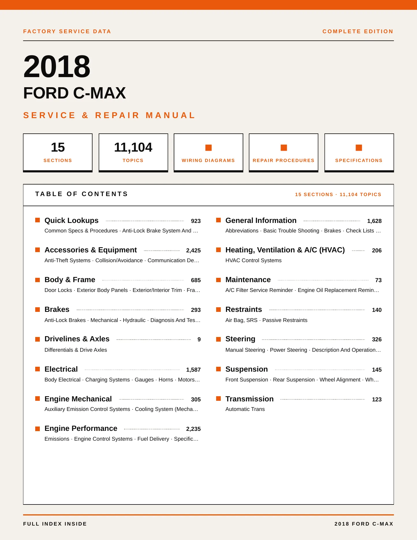 2018 Ford C-Max service manual page 1