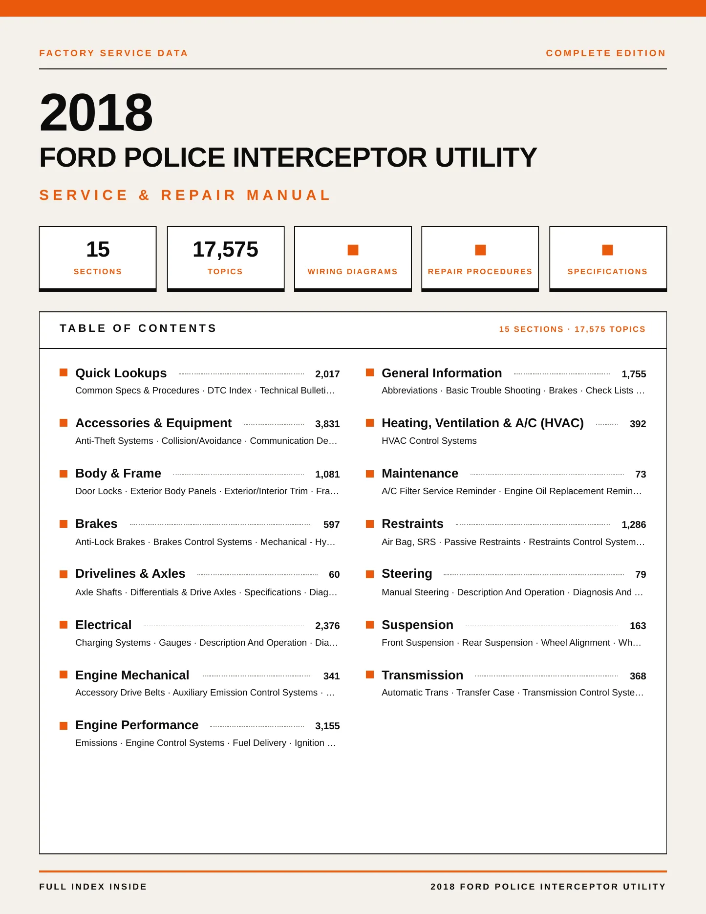 2018 Ford Police Interceptor Utility service manual page 1