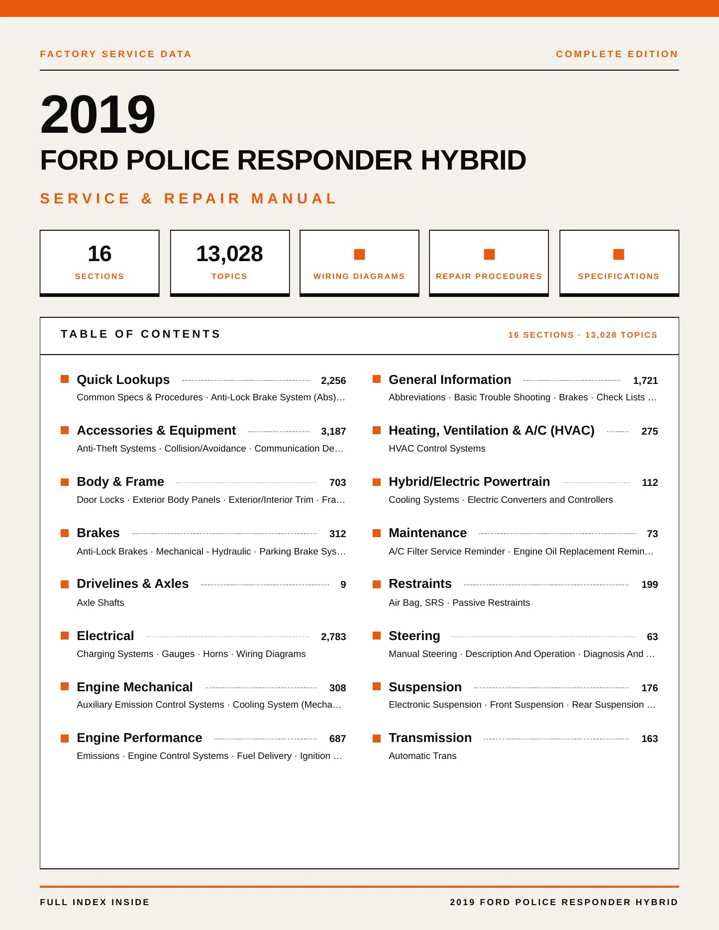 2019 Ford Police Responder Hybrid Service and Repair Manual preview page 1