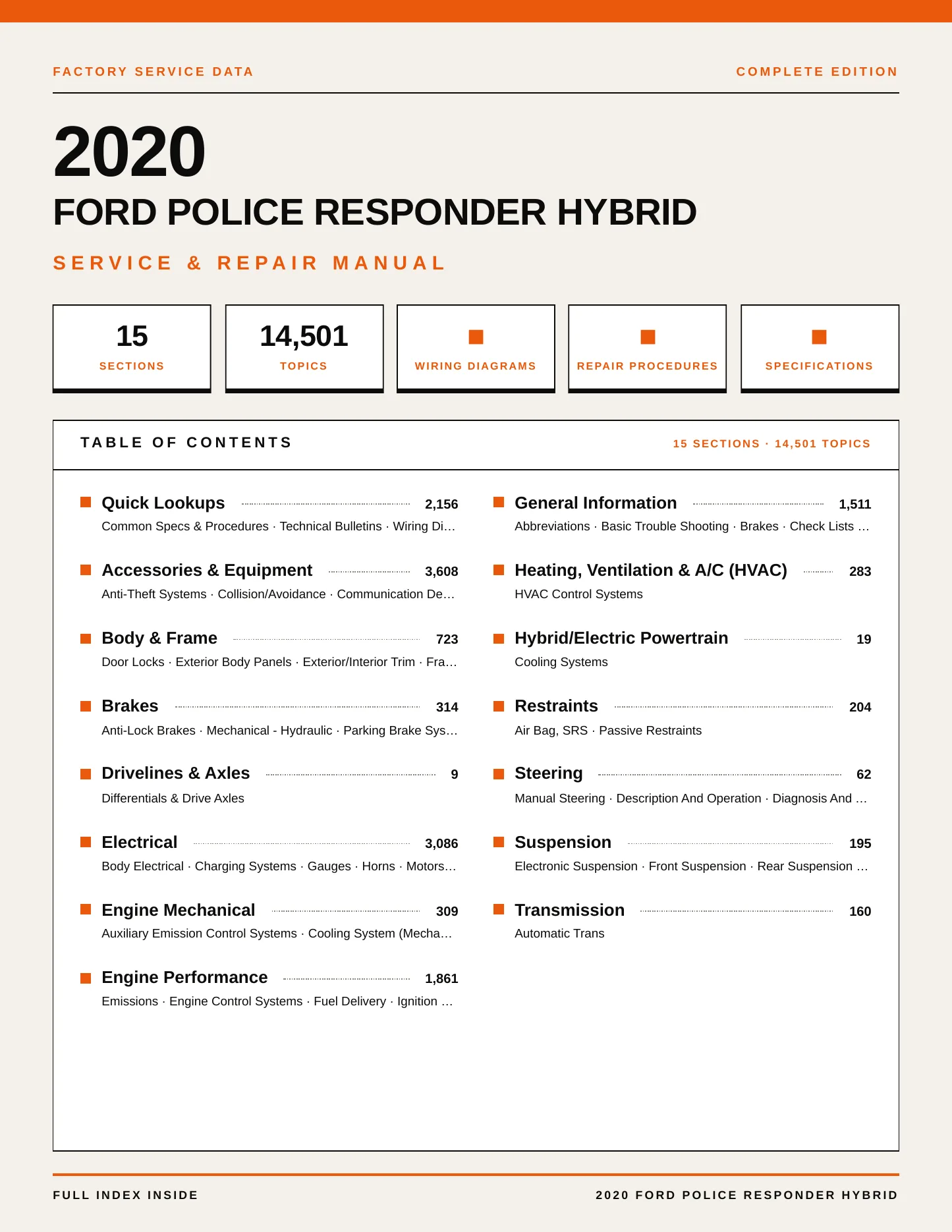 2020 Ford Police Responder Hybrid Service and Repair Manual preview page 1