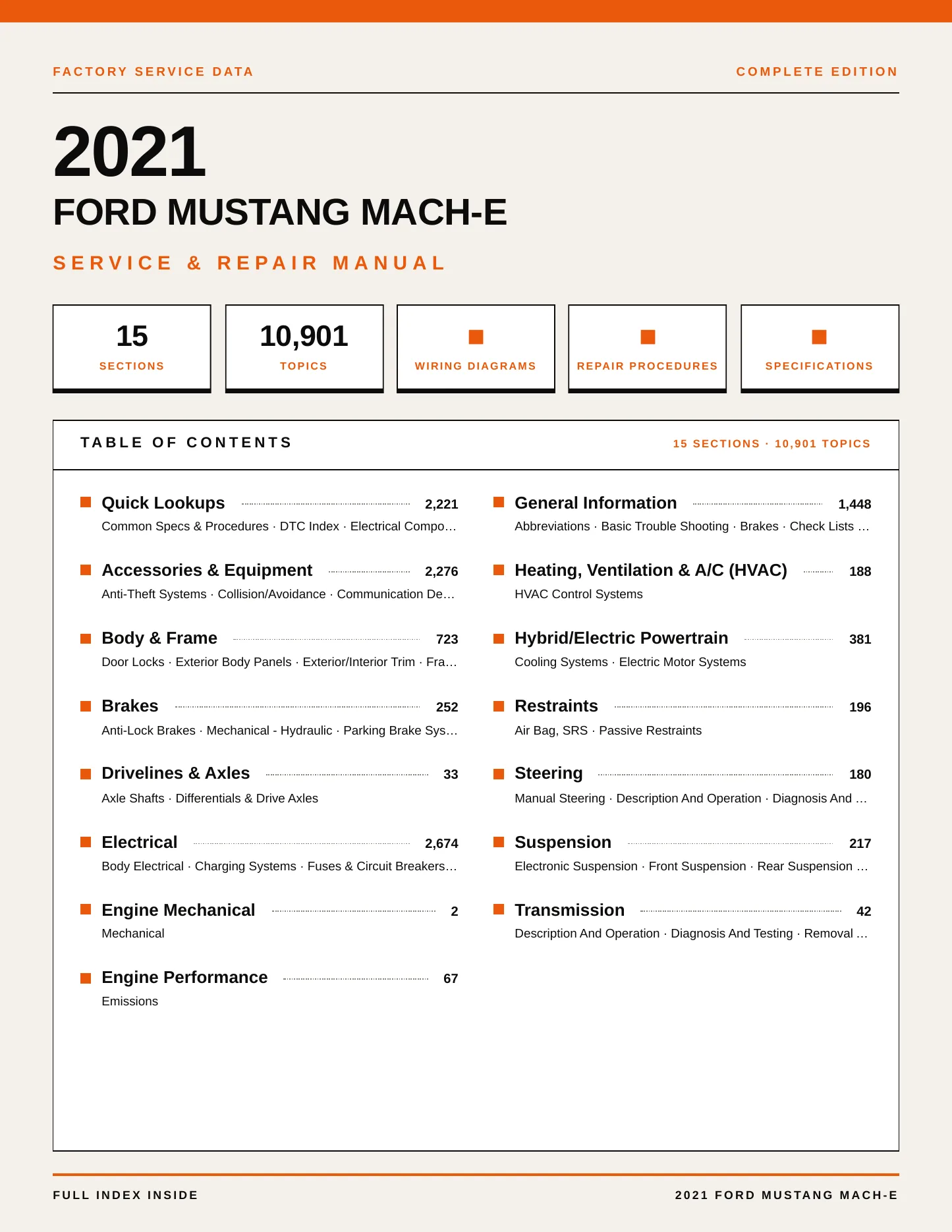 2021 Ford Mustang Mach-E Service and Repair Manual preview page 1