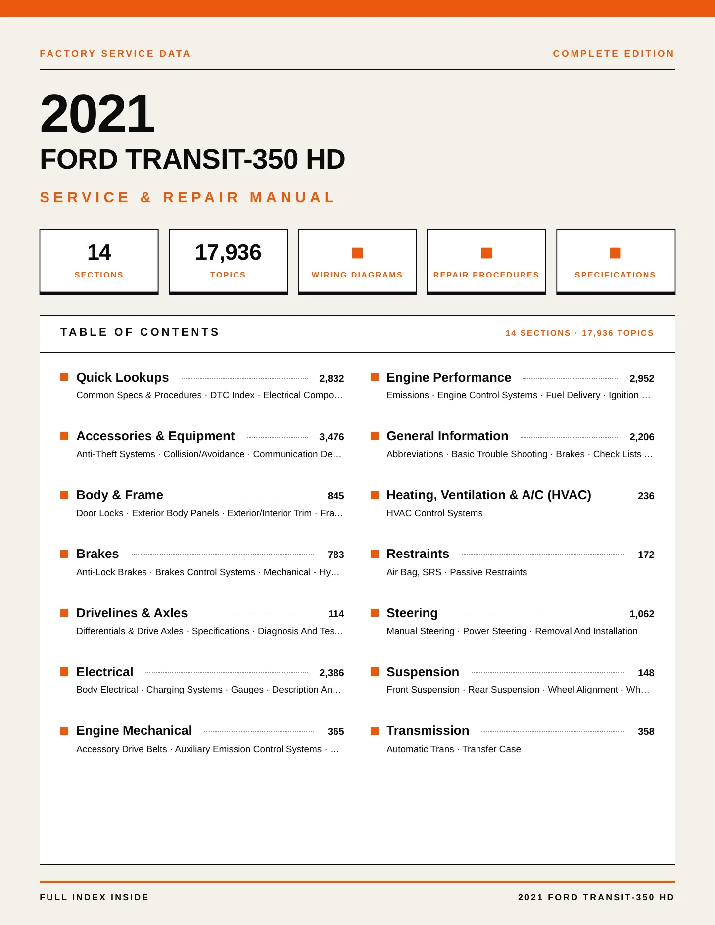 2021 Ford Transit-350 HD Service and Repair Manual preview page 1