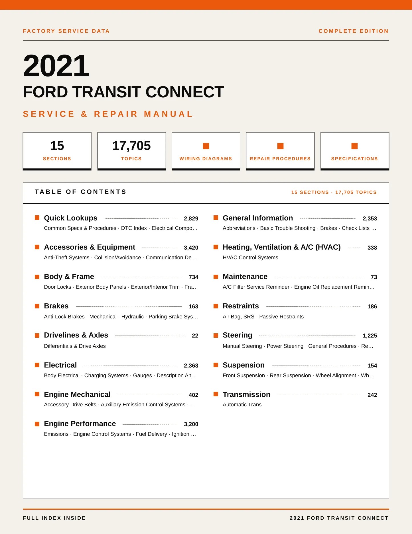 2021 Ford Transit Connect Service and Repair Manual preview page 1