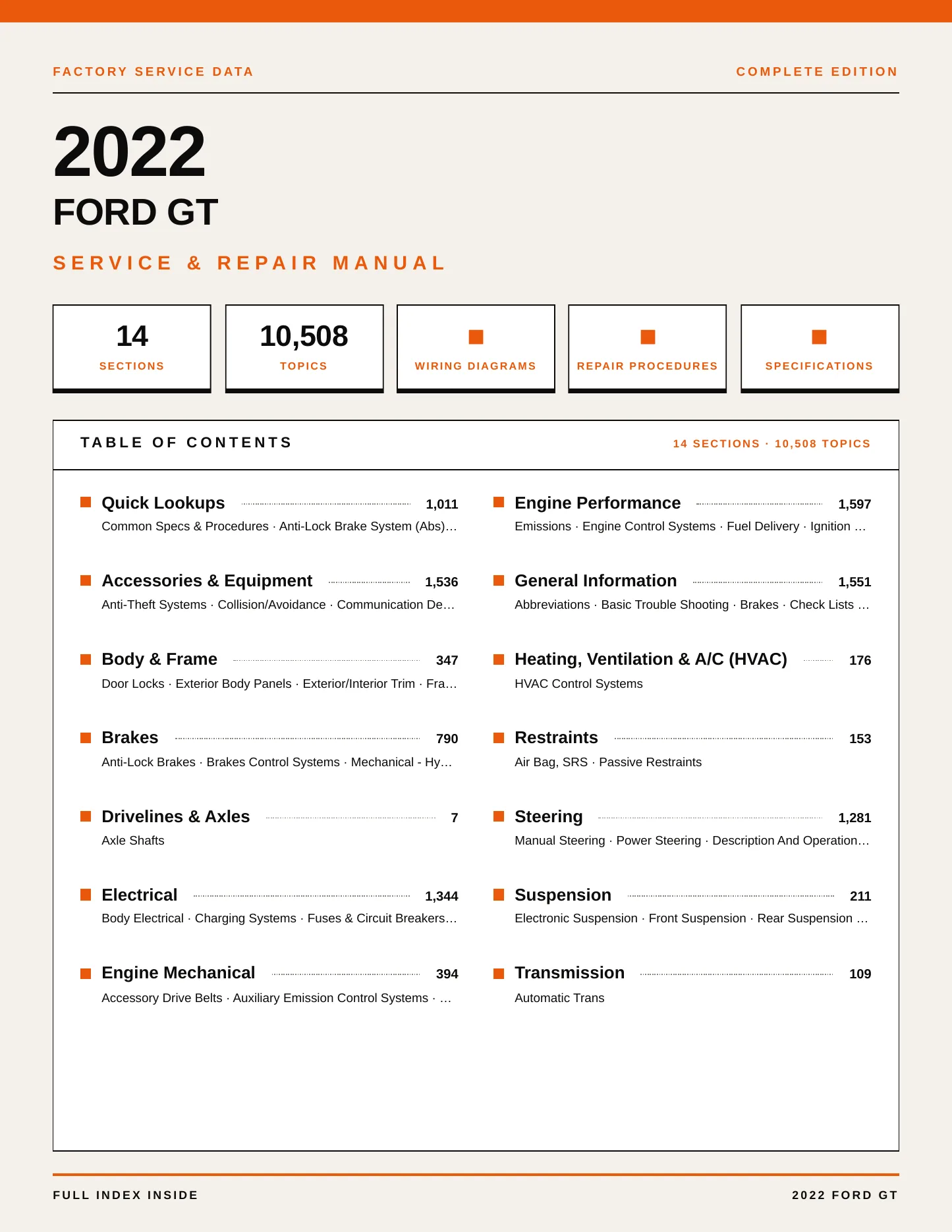 2022 Ford GT Service and Repair Manual preview page 1