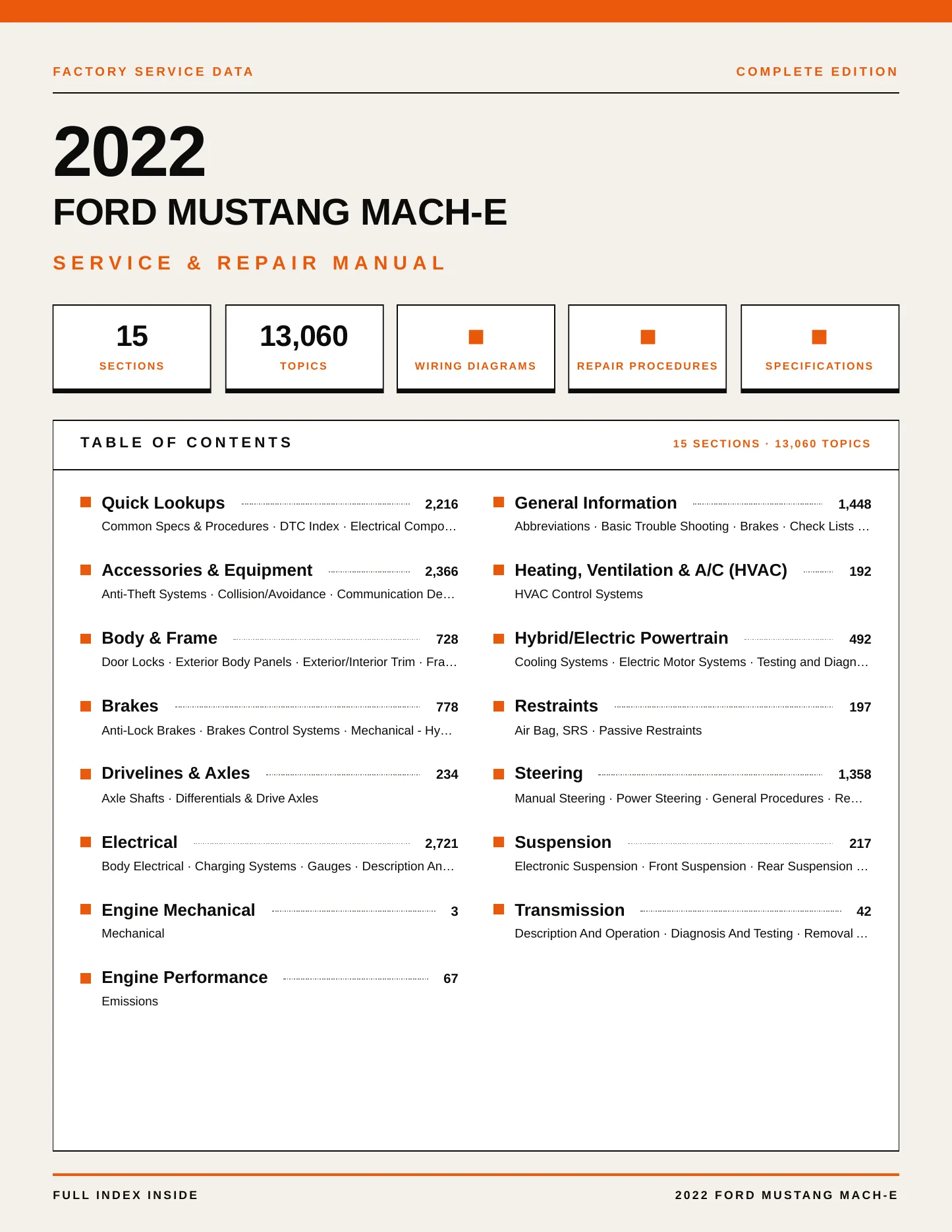 2022 Ford Mustang Mach-E Service and Repair Manual preview page 1