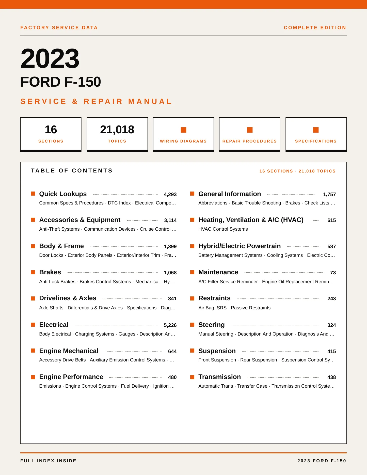 2023 Ford F-150 Service and Repair Manual preview page 1