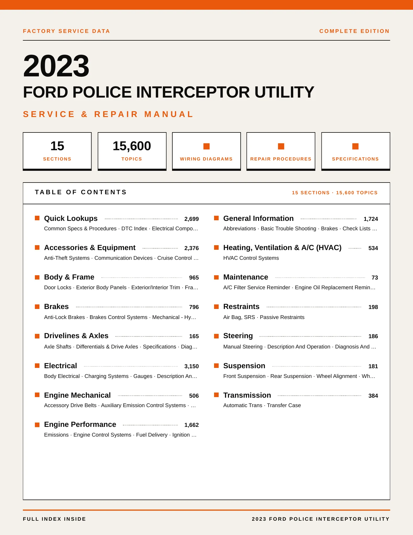 2023 Ford Police Interceptor Utility service manual page 1