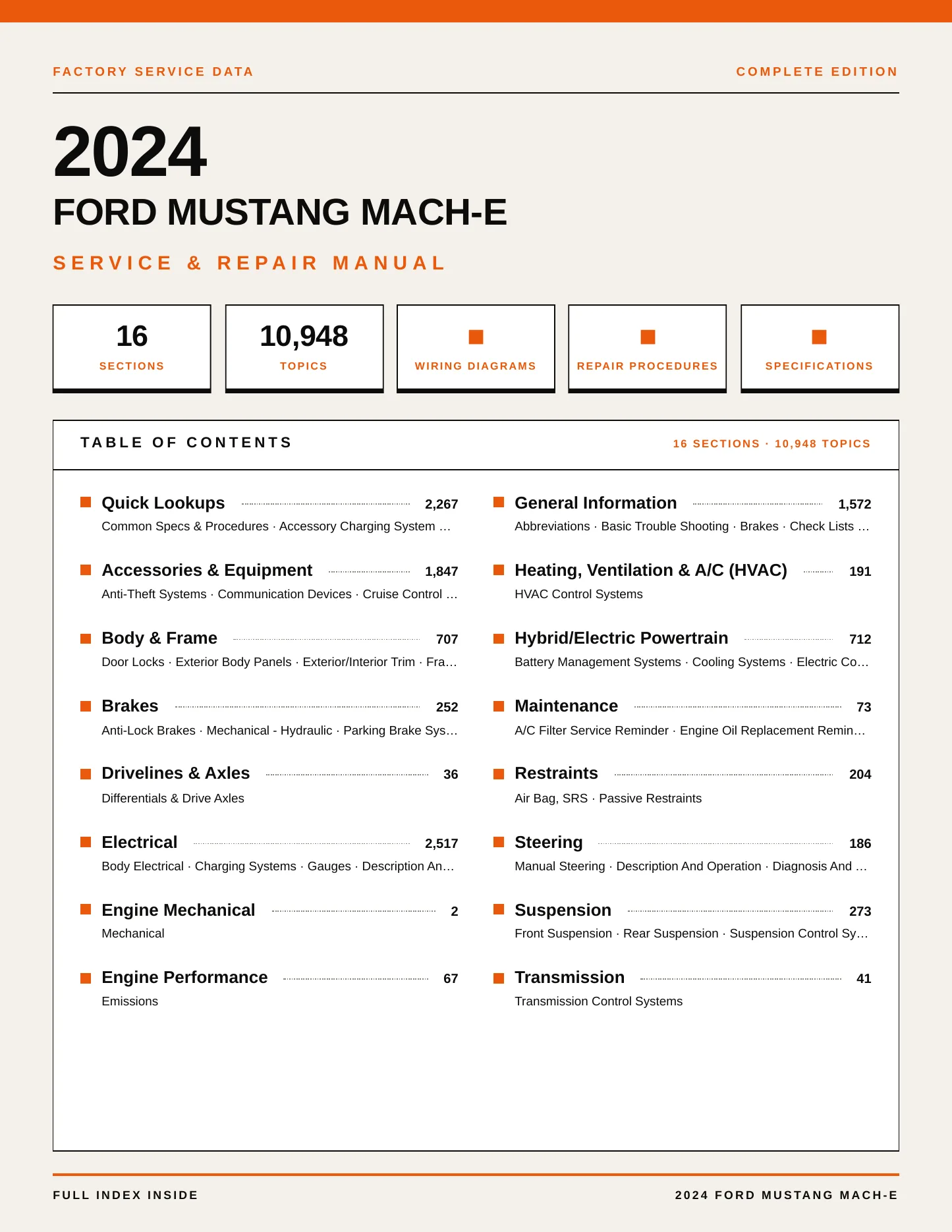 2024 Ford Mustang Mach-E service manual page 1