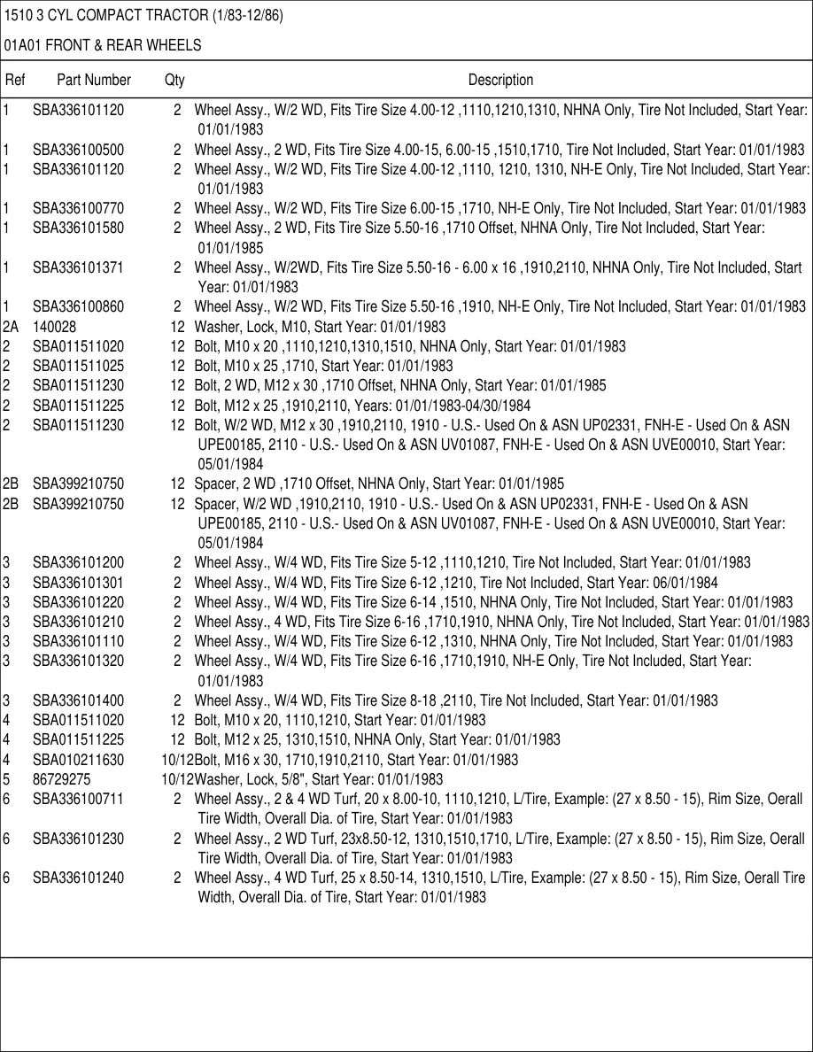 Ford 1510 3 Cylinder Compact Tractor Parts Manual preview page 6