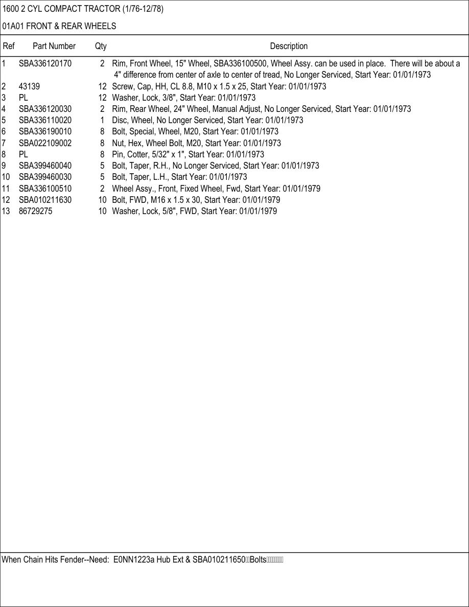 Ford 1600 2 Cylinder Compact Tractor Parts Manual preview page 6