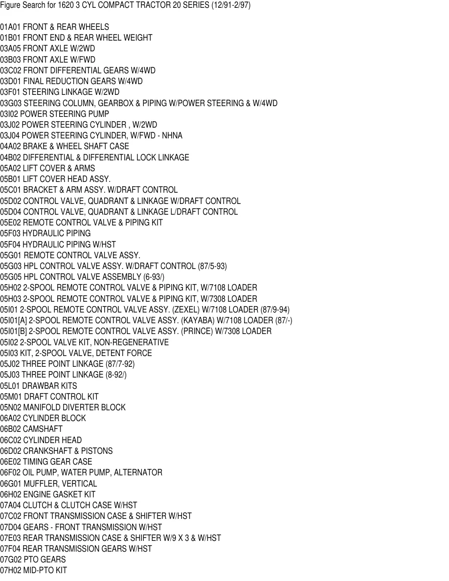 Ford 1620 3 Cylinder Compact Tractor Parts Manual preview page 3