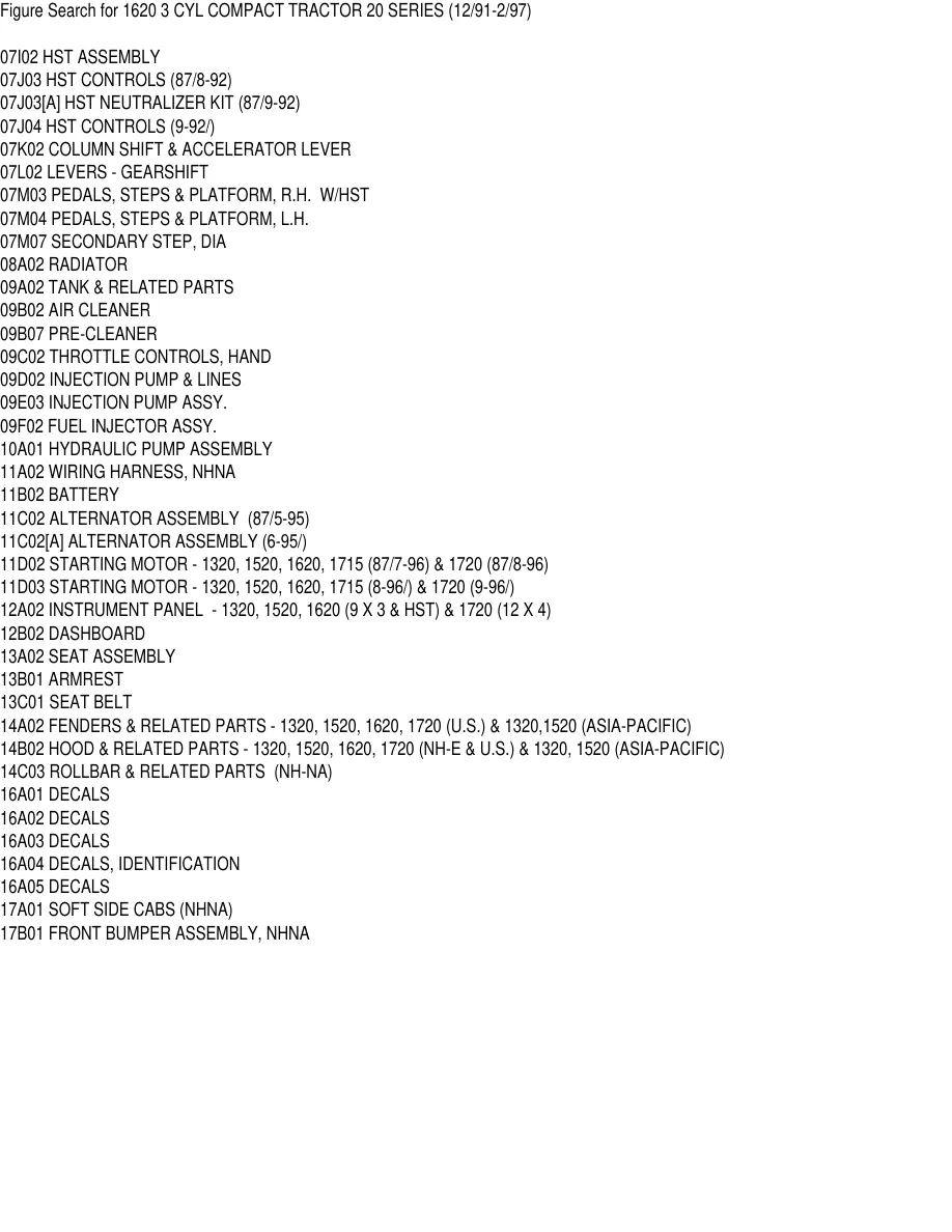 Ford 1620 3 Cylinder Compact Tractor Parts Manual preview page 4