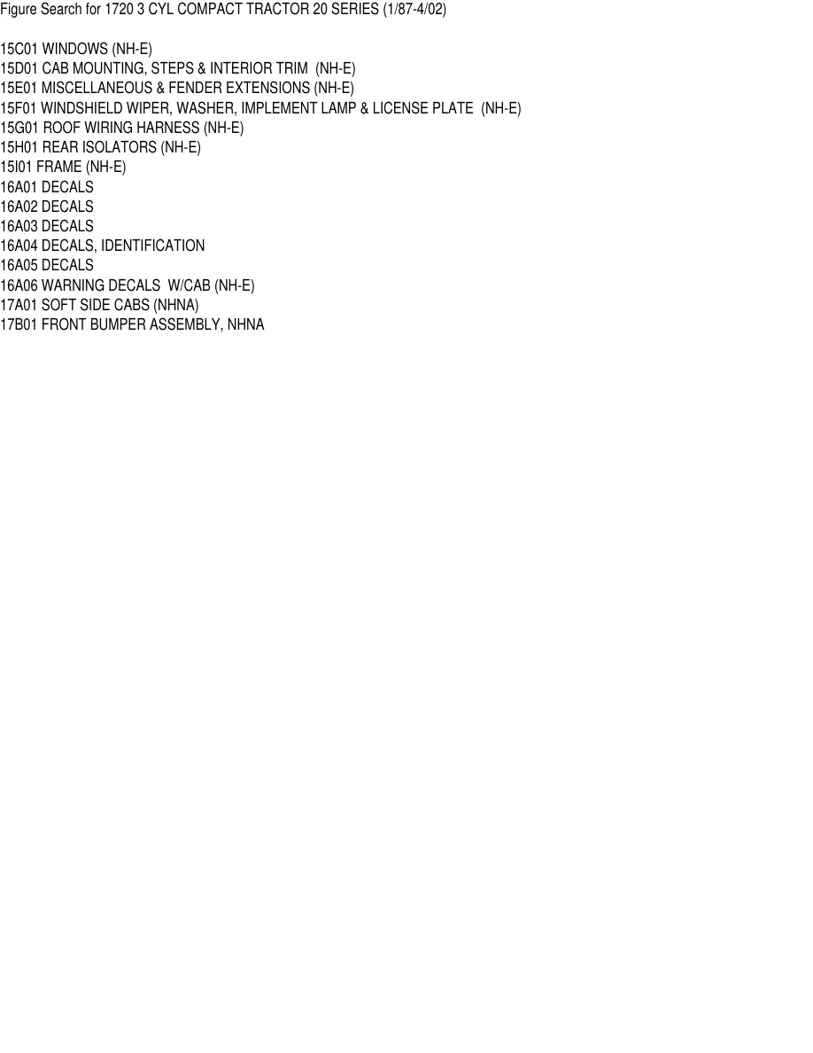 Ford 1720 3 Cylinder Compact Tractor Parts Manual preview page 5
