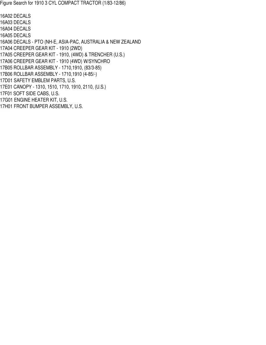 Ford 1910 3 Cylinder Compact Tractor Parts Manual preview page 5