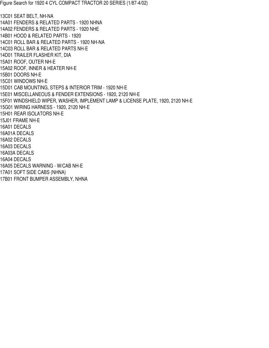Ford 1920 4 Cylinder Compact Tractor Parts Manual preview page 5