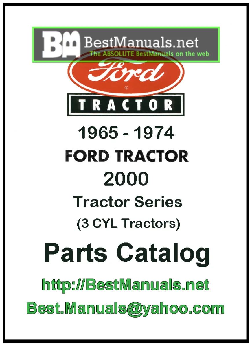 Ford 1965-1974 2000 3 Cylinder Tractor Parts Manual preview page 1