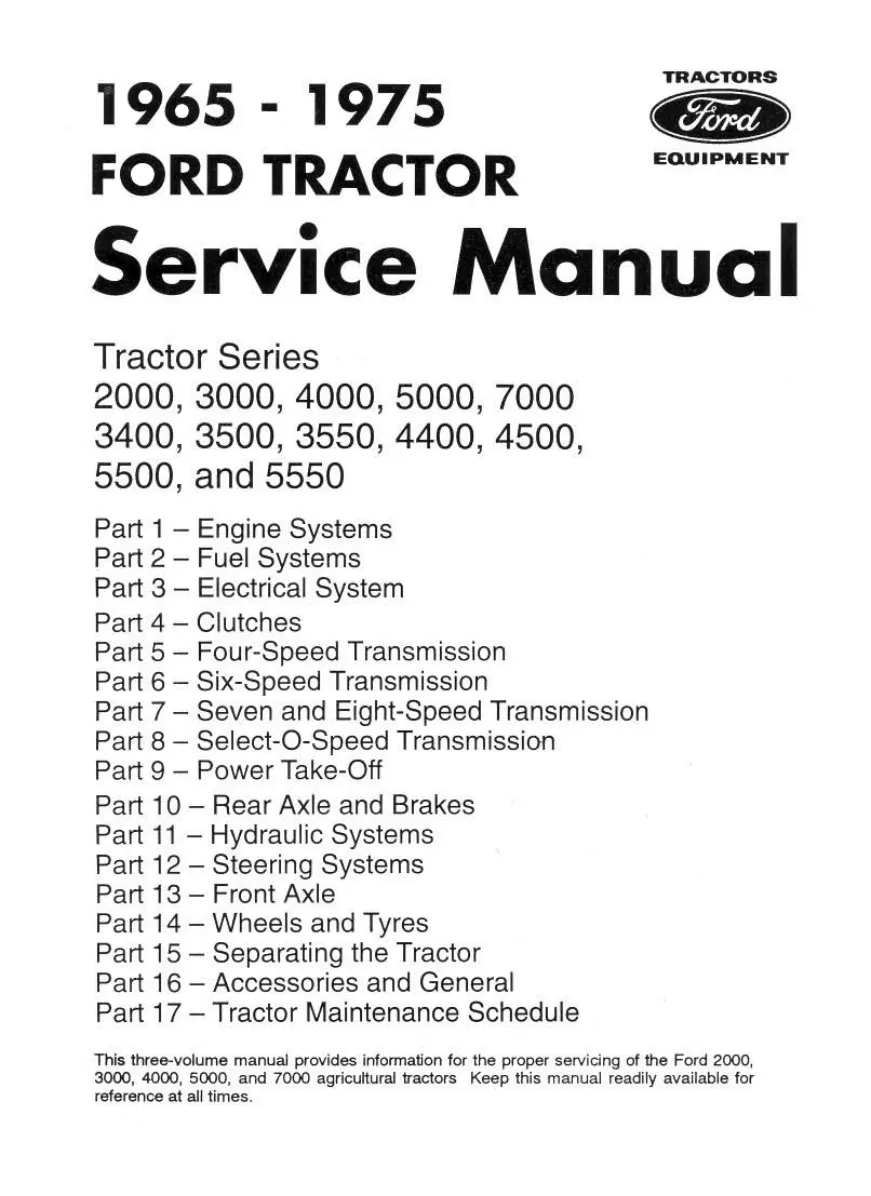 Ford 1965-1975 5000 Tractor Service & Repair Manual preview page 2