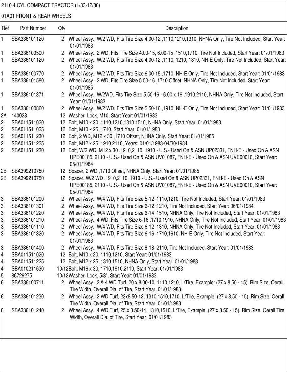 Ford 2110 4 Cylinder Compact Tractor Parts Manual preview page 6