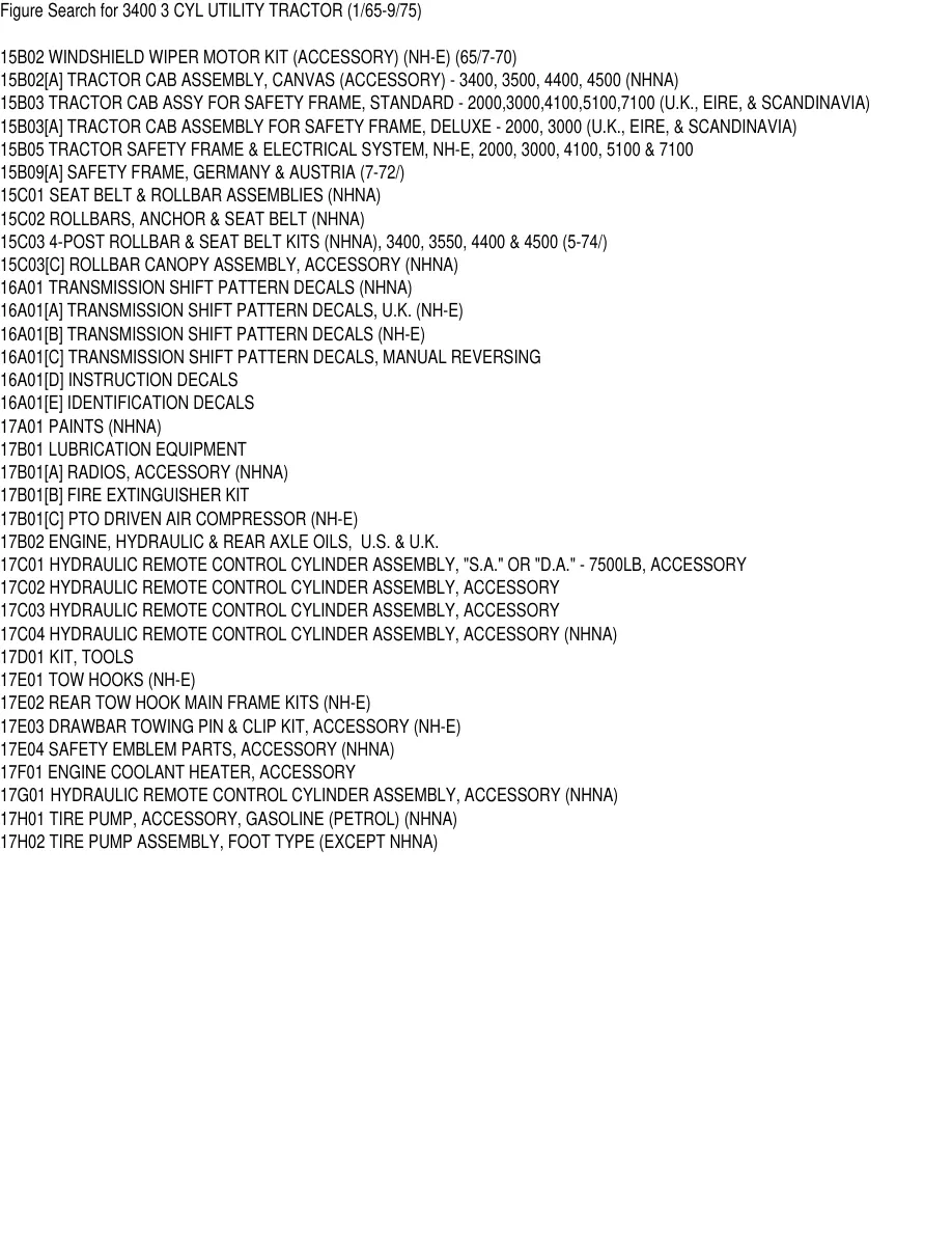 Ford 3400 3 Cylinder Utility Tractor Parts Manual preview page 6