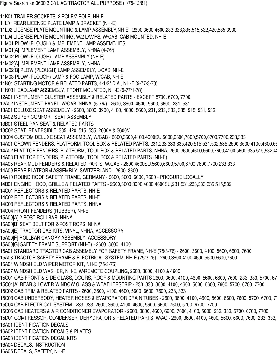 Ford 3600 3 Cylinder AG Tractor Parts Manual preview page 6