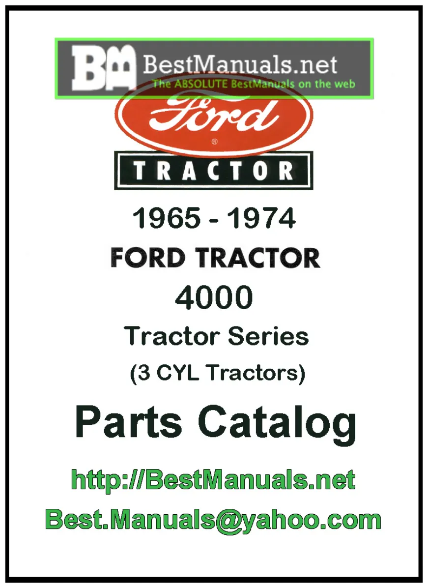 Ford 4000 3 Cylinder Tractor Parts Manual preview page 1