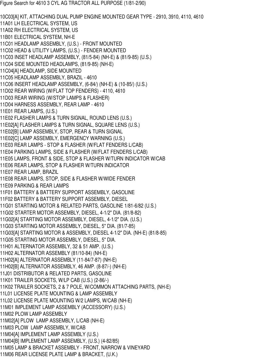 Ford 4610 3 Cylinder AG Tractor Parts Manual preview page 6