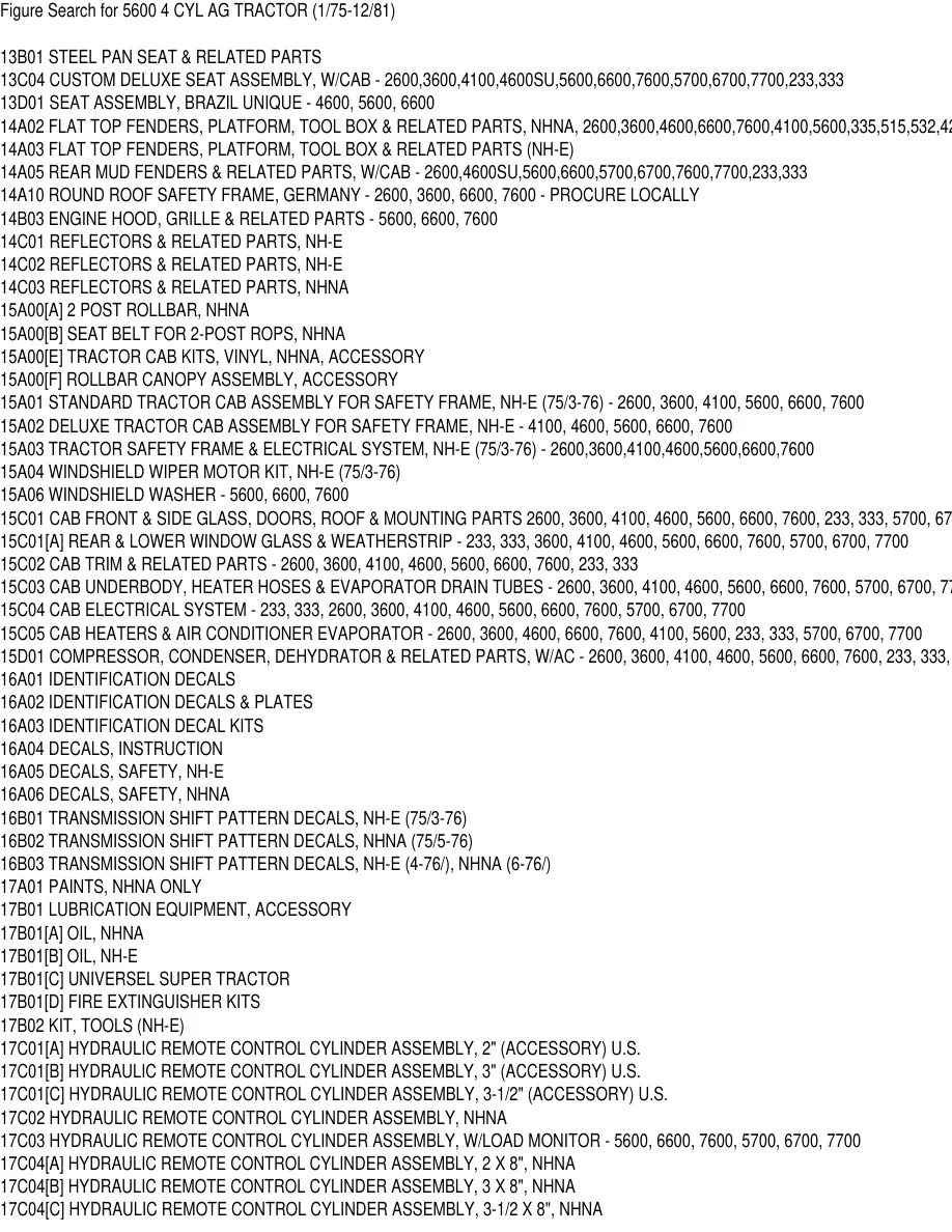 Ford 5600 4 Cylinder AG Tractor Parts Manual preview page 6