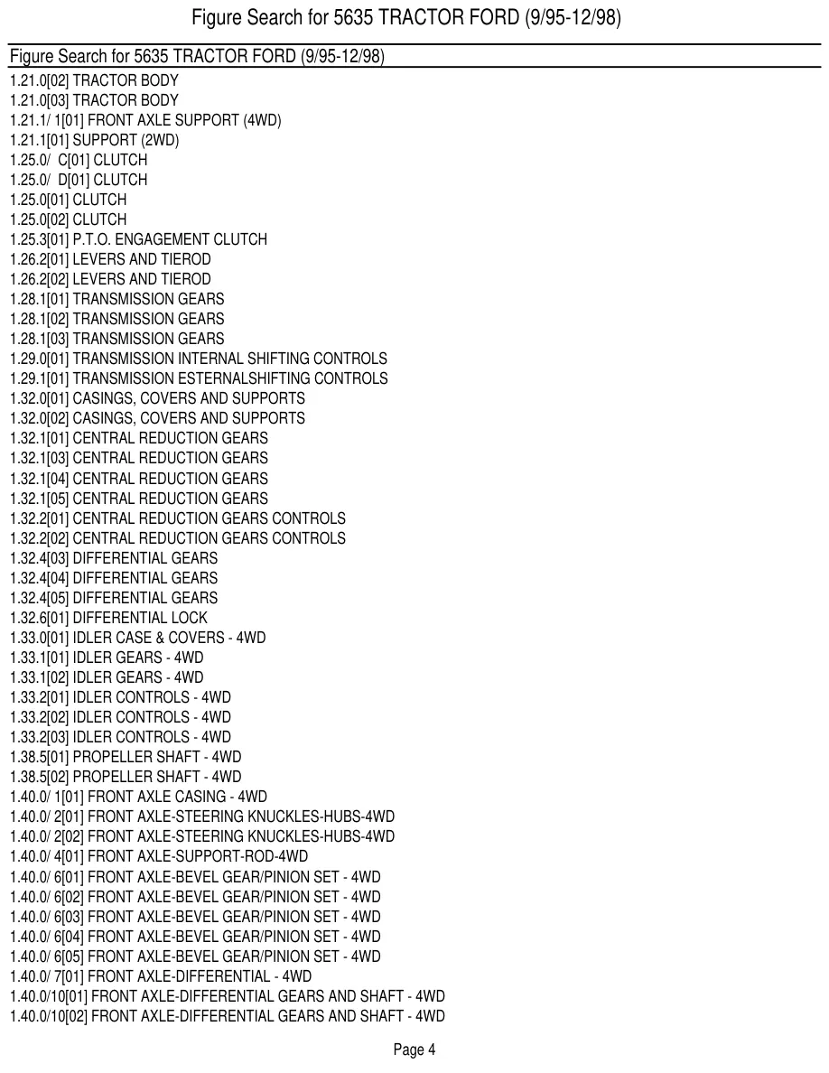 Ford 5635 Tractor Master Parts Manual preview page 6