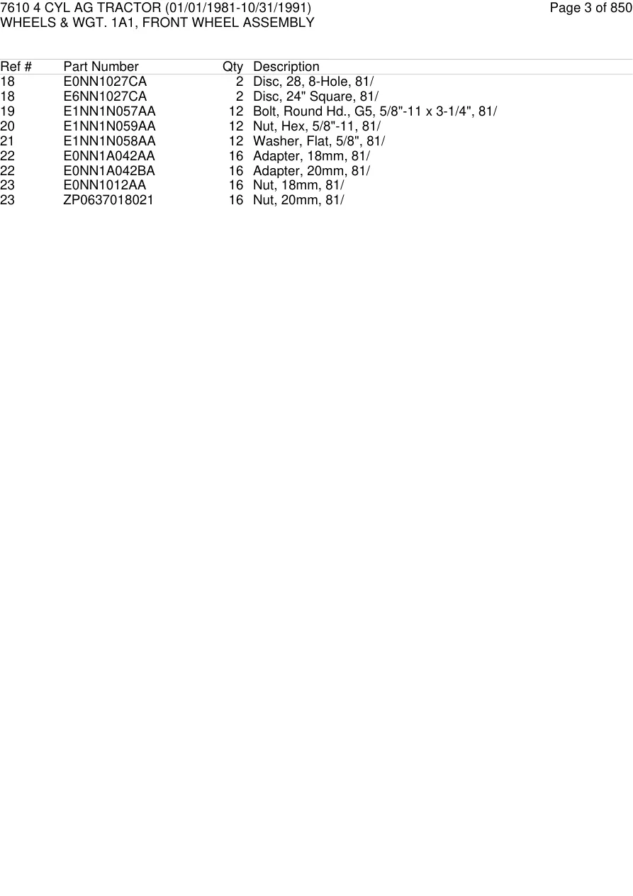 Ford 7610 Tractor Parts Manual preview page 4