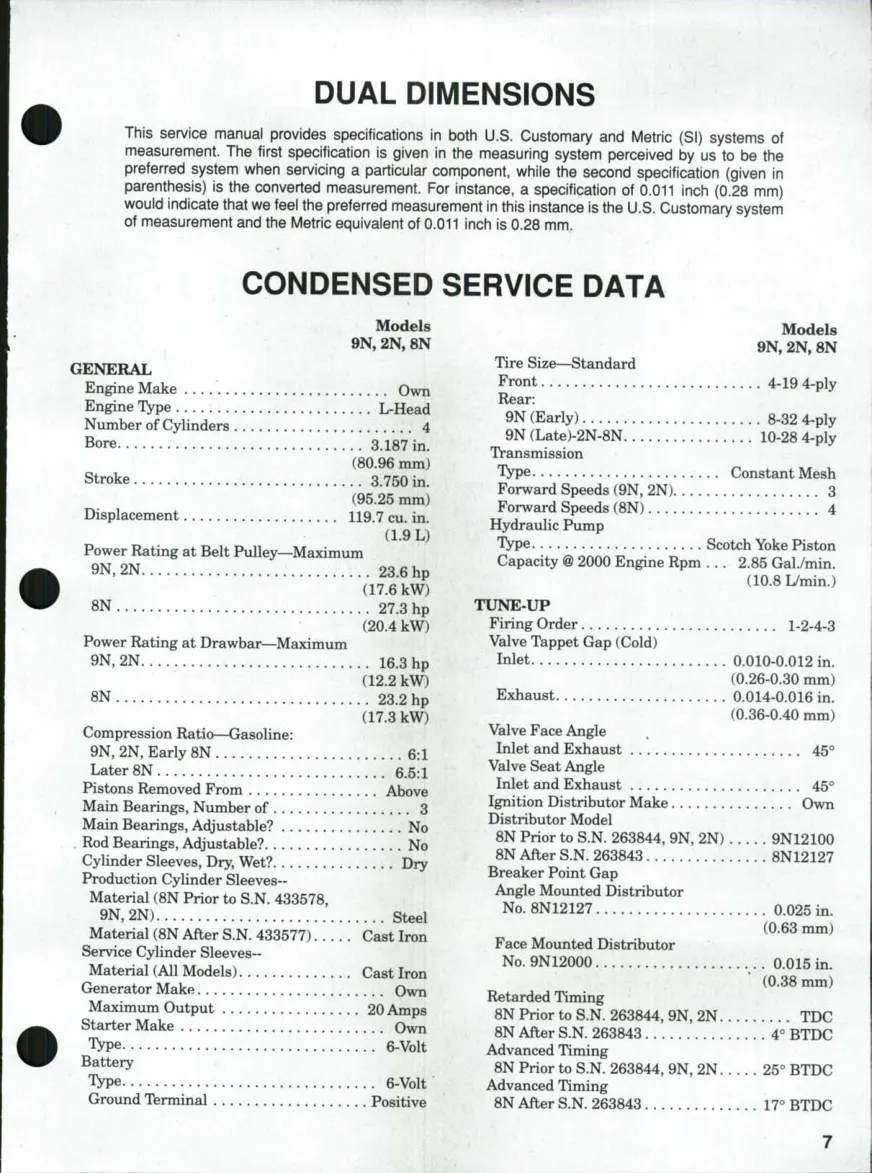 Ford 9N 2N 8N Tractor Service & Repair Manual preview page 3