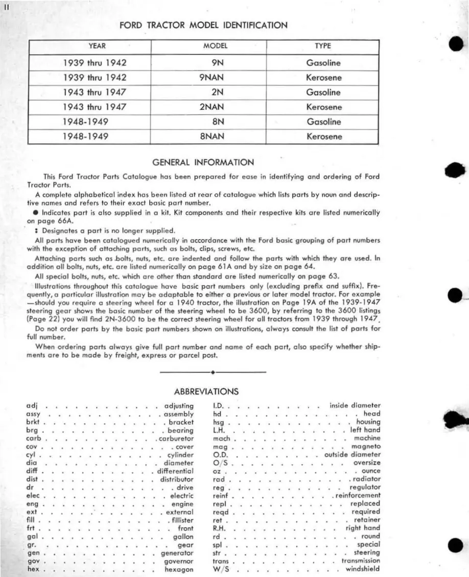 Ford 9N 4-cylinder Tractor Parts Manual preview page 3
