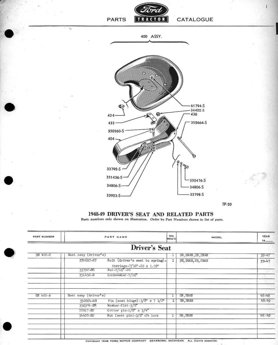 Ford 9N 4-cylinder Tractor Parts Manual preview page 6