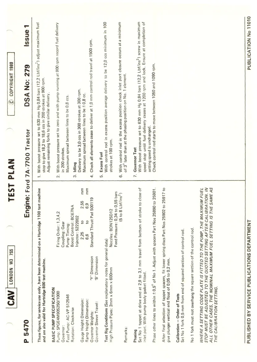 Ford Cav Minimec Fuel injector pump 700 - 7700 Tractor part Service & Repair Manual preview page 6